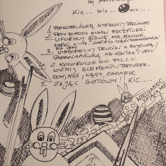 Zając trocinami wypchany.
